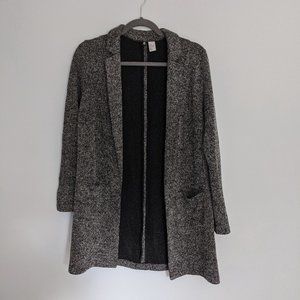 H&M Black Grey Marled  Long Blazer